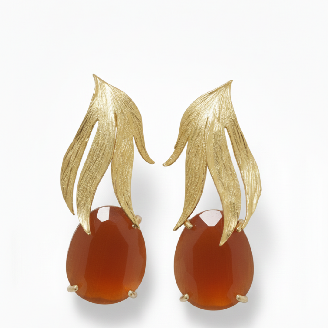 Earrings and Bracelet Set With Semi Precious Stones