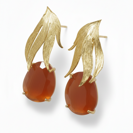 Earrings and Bracelet Set With Semi Precious Stones